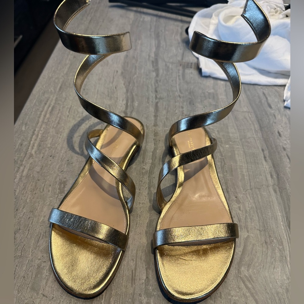 Gianvito Rossi gold gladiator sandals